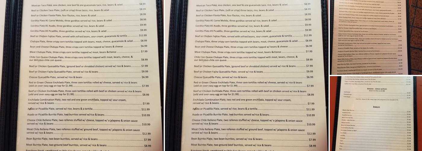 Terrazas Restaurant Menu