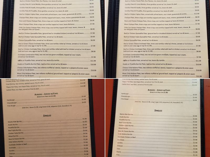 Terrazas Restaurant Menu
