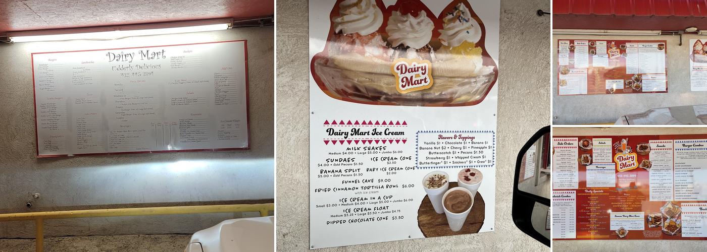 Dairy Mart Menu