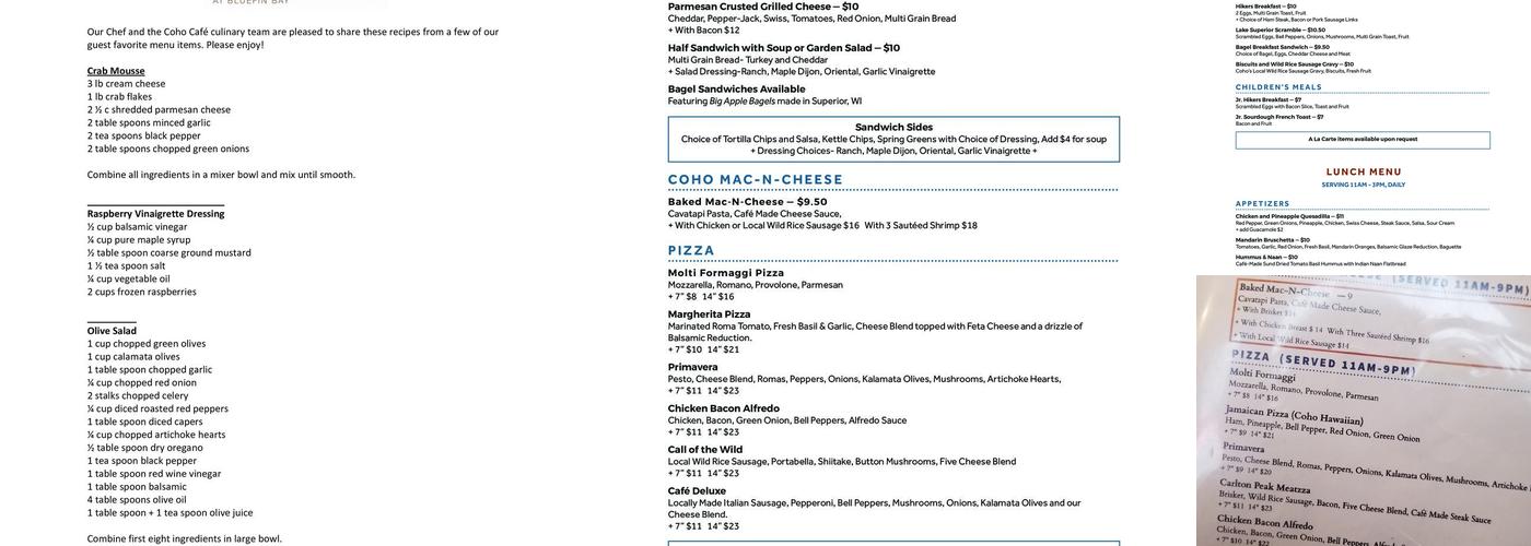 Coho Cafe & Bakery Menu