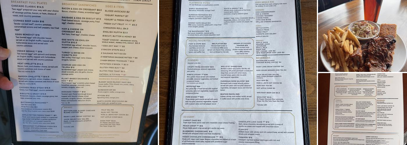 Cascade Restaurant & Pub Menu