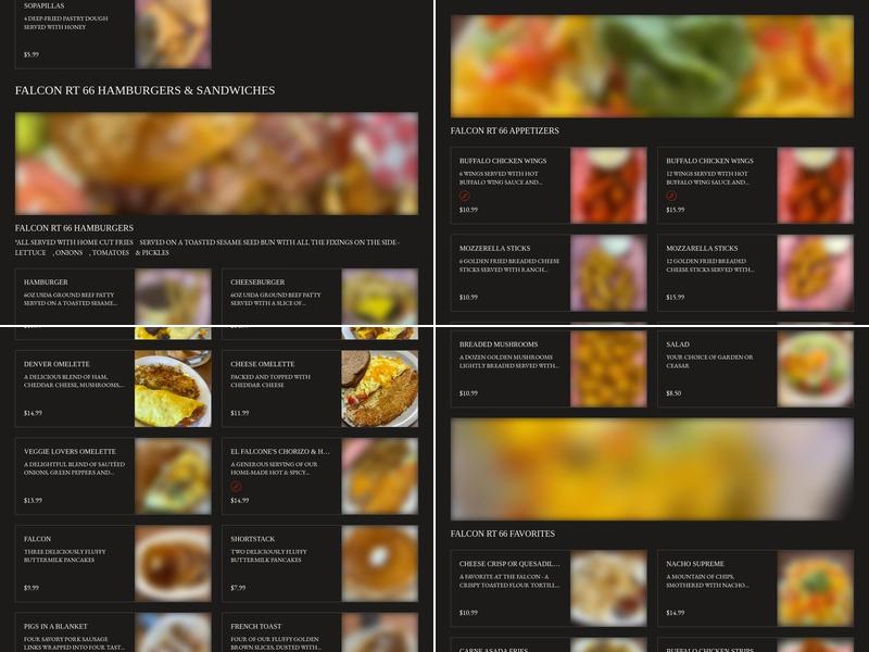 Falcon Restaurant & Lounge Menu