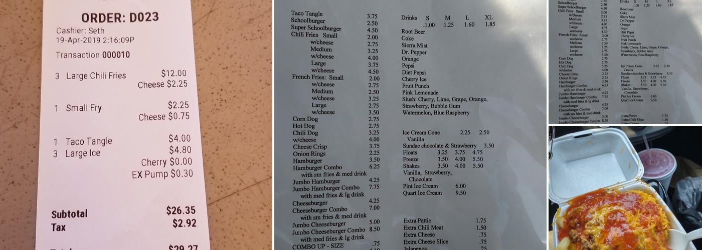 Root Beer Stand Menu