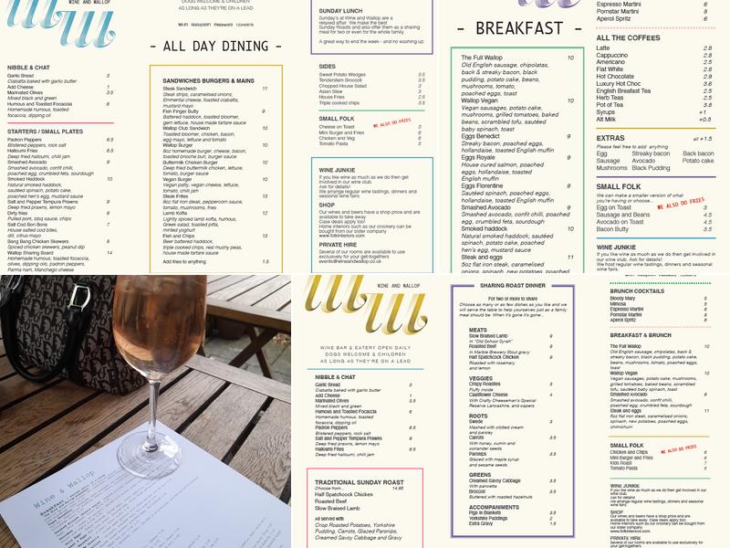 Wine & Wallop, Knutsford Menu