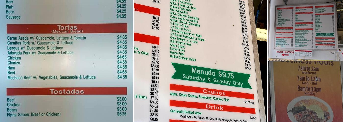 Lucy's Tacos Menu
