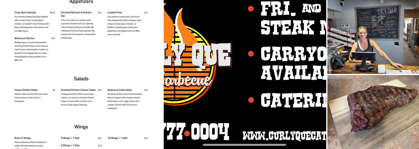 Curly Que BarBQue Menu