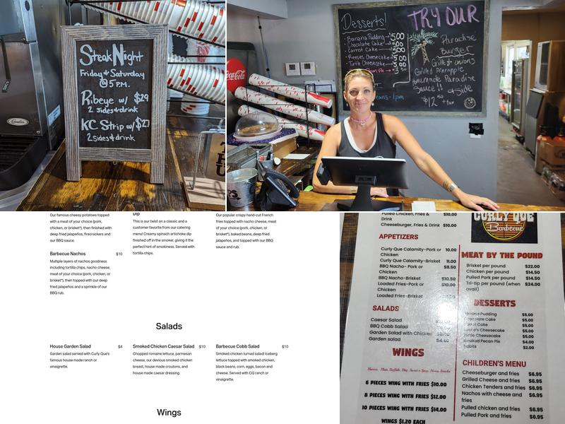 Curly Que BarBQue Menu