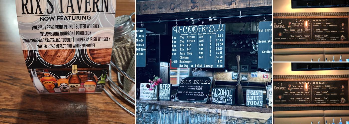 Rix's Tavern Menu