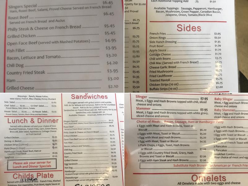 Slingers Menu