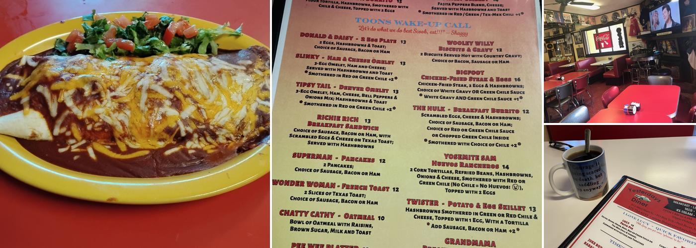 Yesterday's Diner Menu