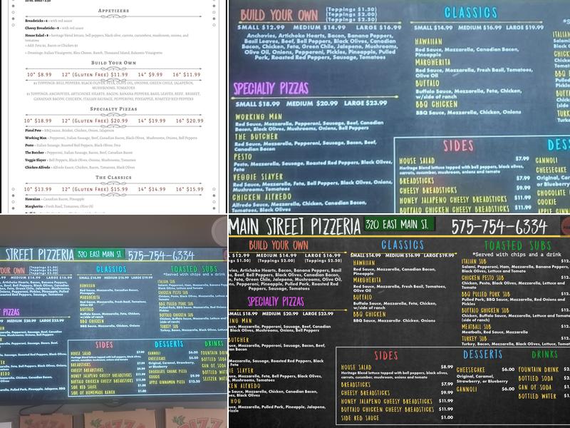 Main Street Pizzeria Menu