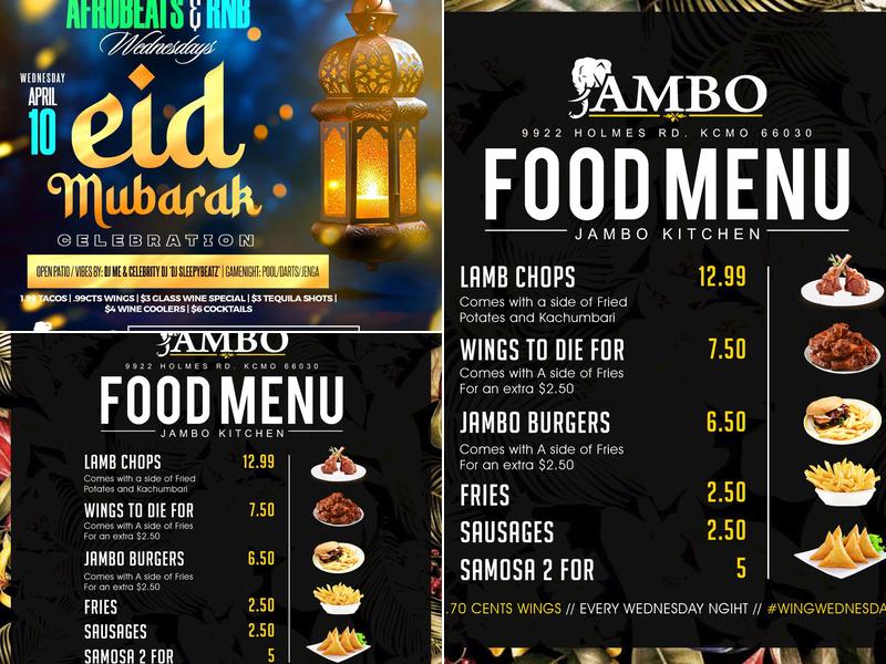 Jambo Bar & Grill Menu