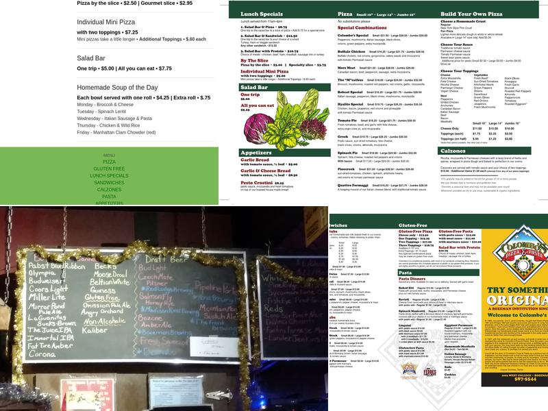 Colombo's Pizza & Pasta Menu