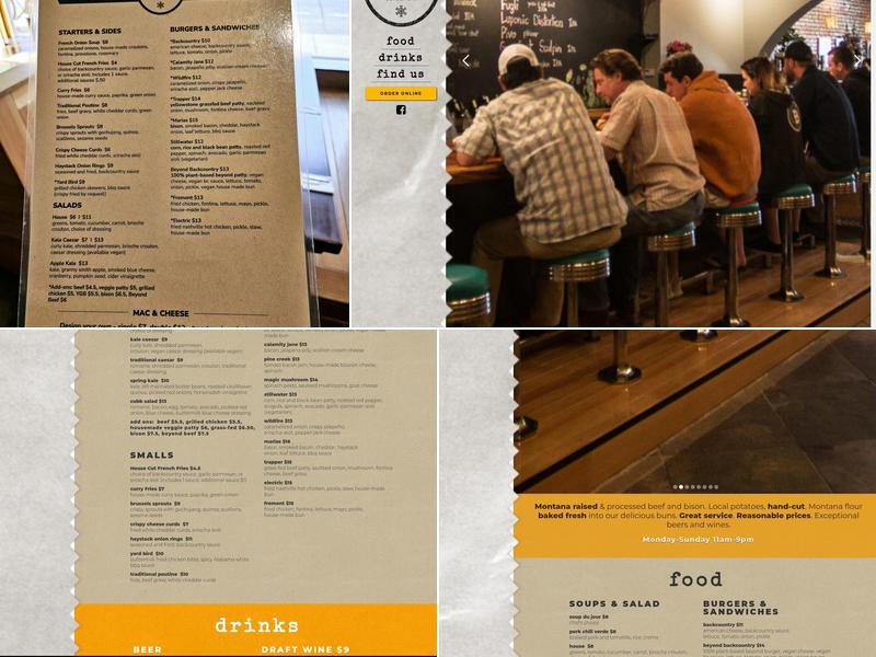 Backcountry Burger Bar Menu