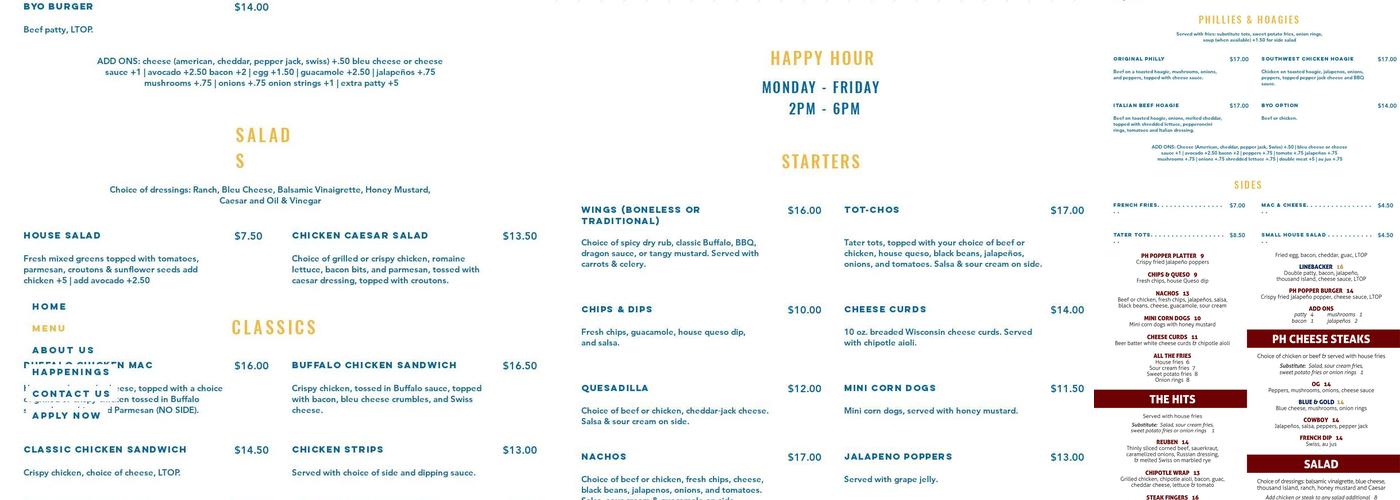 Pour House Menu