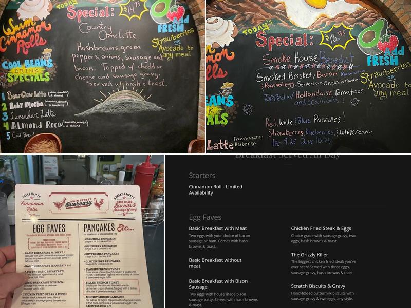 Main Street Overeasy Menu