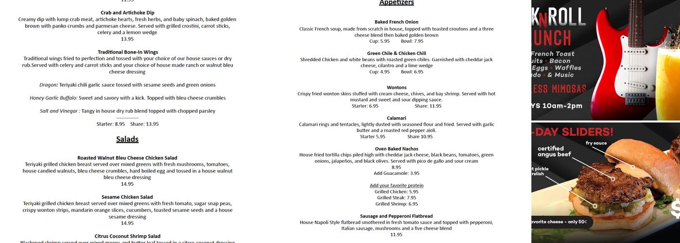 The Bay Bar & Grille Menu