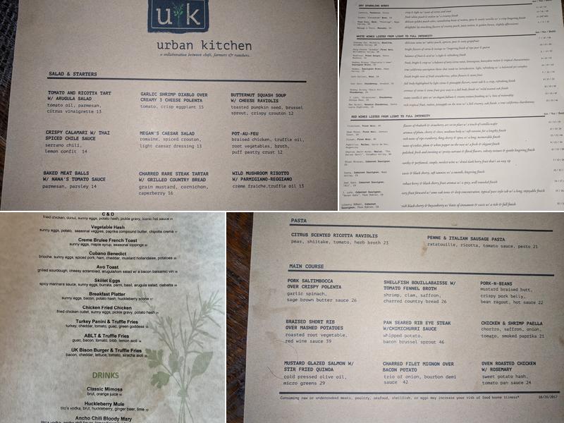 Urban Kitchen Menu