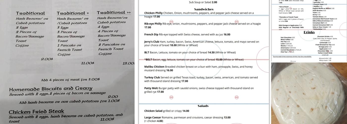 Center Ice Cafe & Bakery Menu