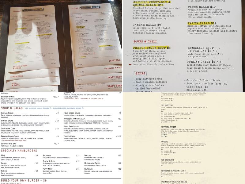 Sidewinders American Grill Menu