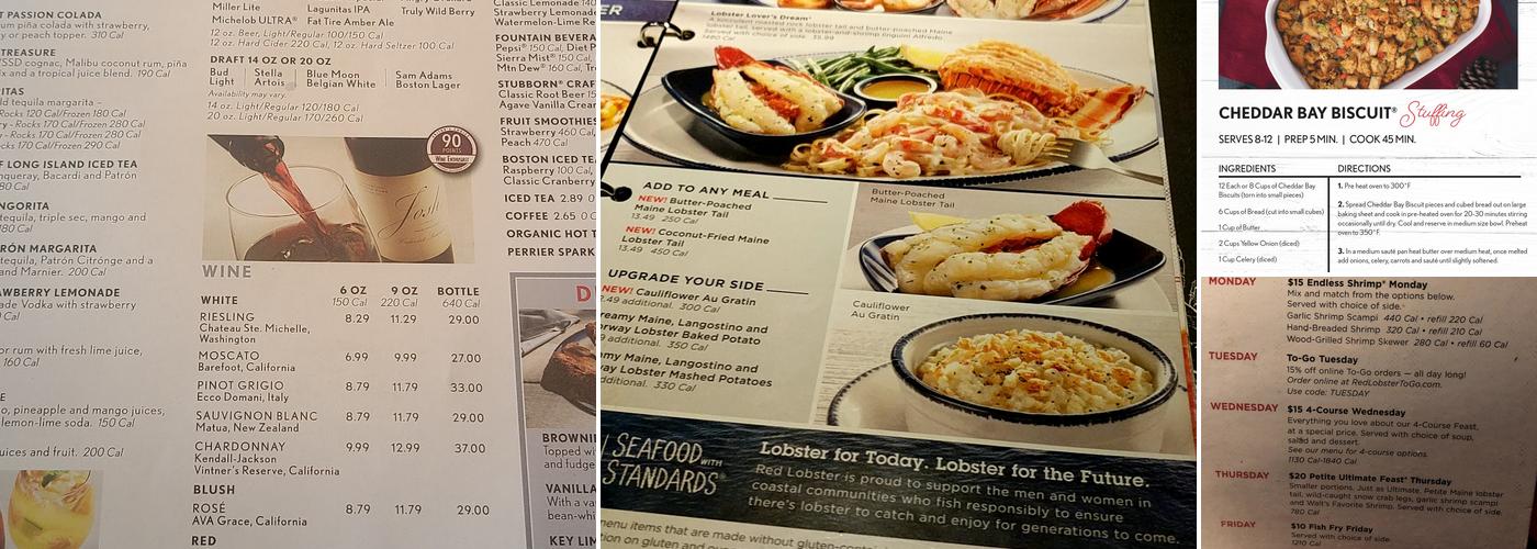 Red Lobster Menu