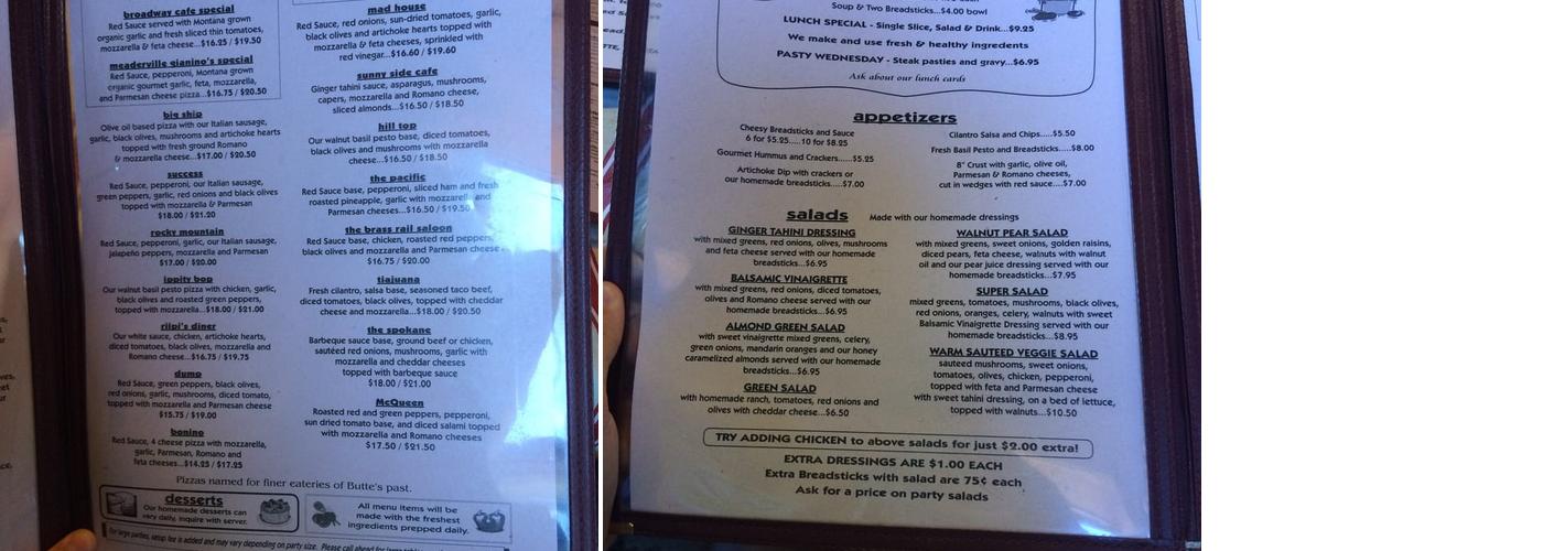 Broadway Cafe Menu