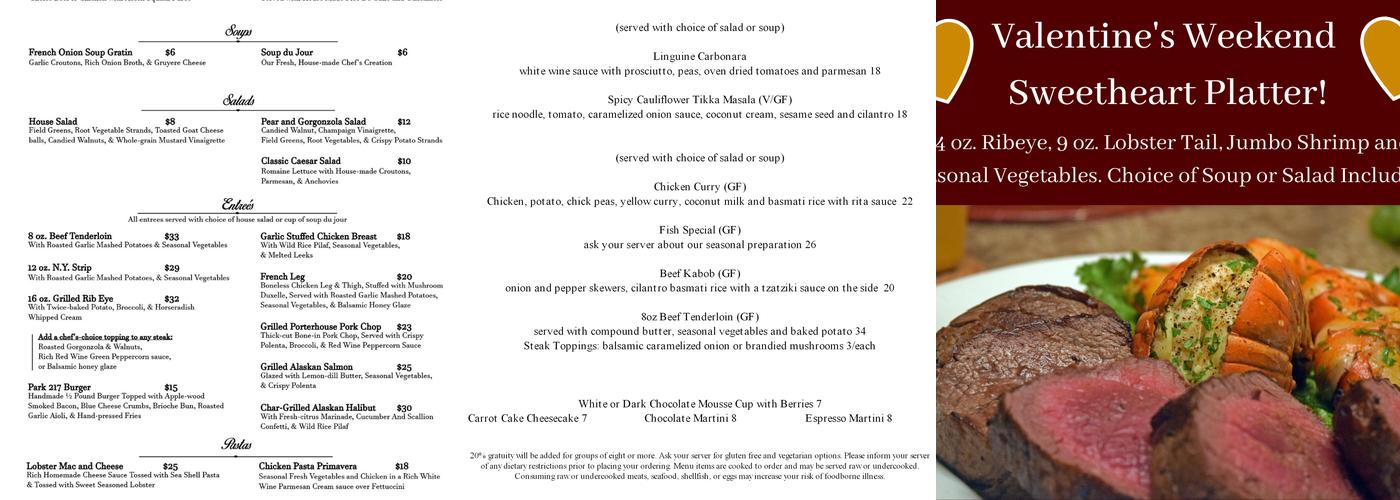 Park 217 Menu