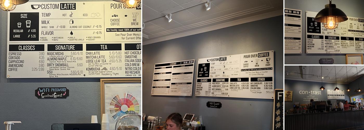 Contrast Coffee Co. Menu