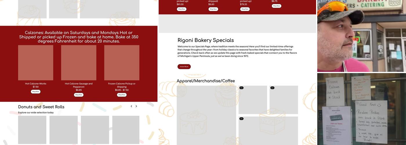 Rigoni's Bakery Menu
