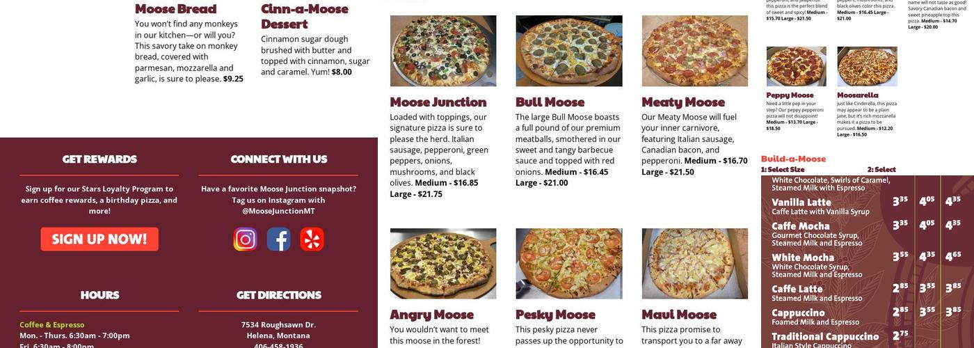 Moose Junction Coffee & Pizza Menu