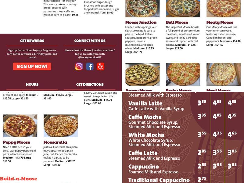 Moose Junction Coffee & Pizza Menu