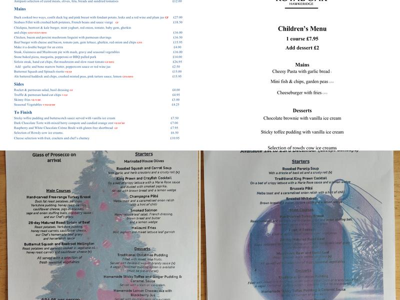 The Royal Oak in Hawkeridge Menu