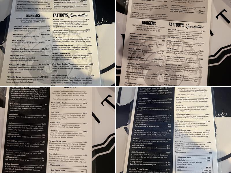 Fatt Boys Bar and Grille Menu