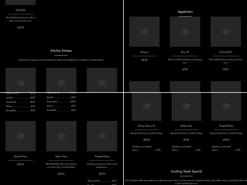 KOBE Steak & Sushi Menu