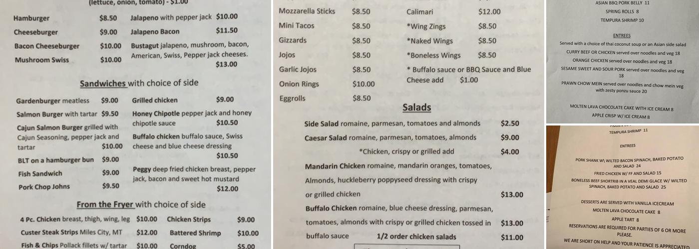 Swan Bar & Grill Menu