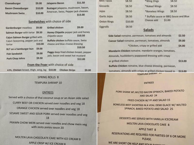 Swan Bar & Grill Menu