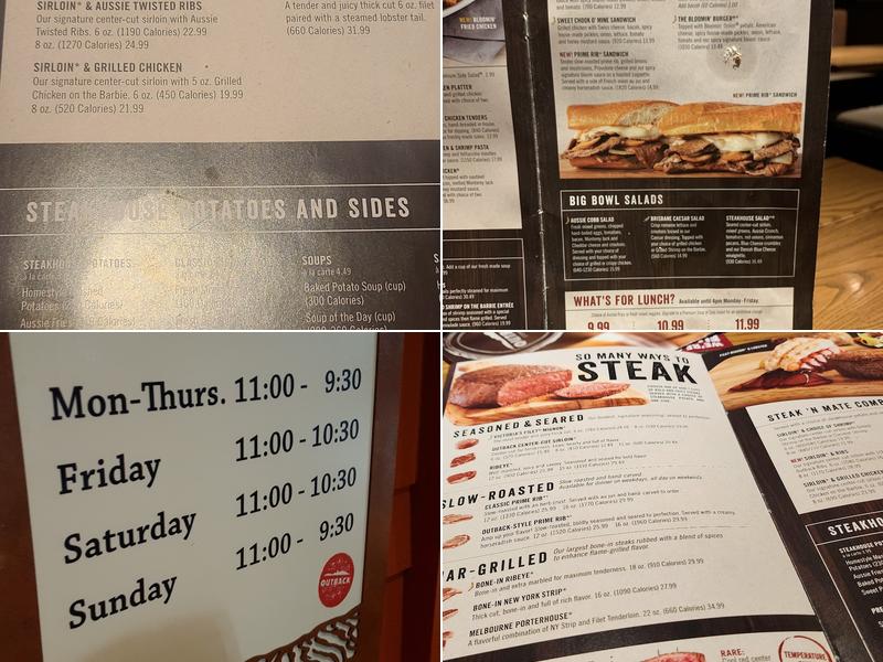 Outback Steakhouse Menu