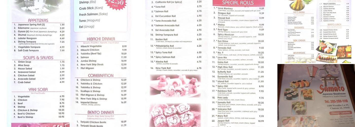 Samato Menu