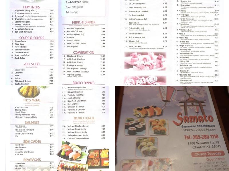 Samato Menu