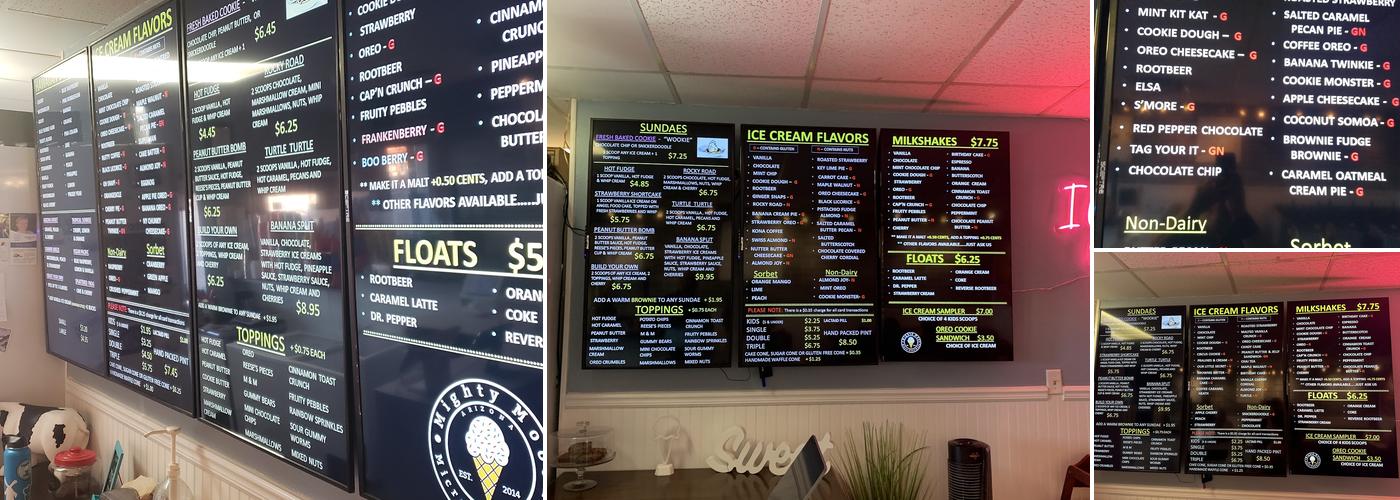 Mighty Moo Ice Cream Menu