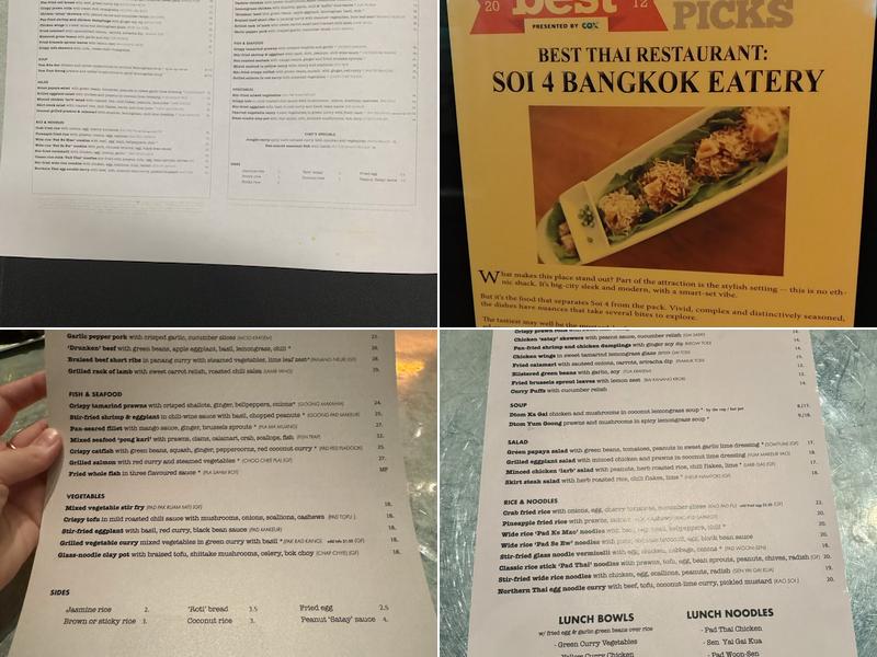 Soi 4 Bangkok Eatery Menu