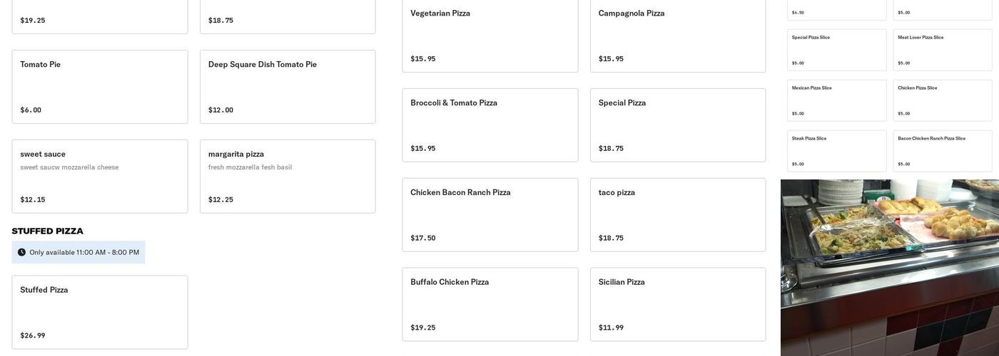 Villa Teresa II Menu
