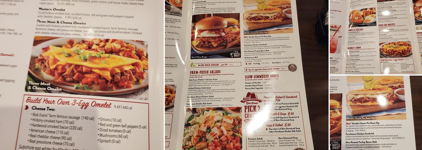 Bob Evans Menu