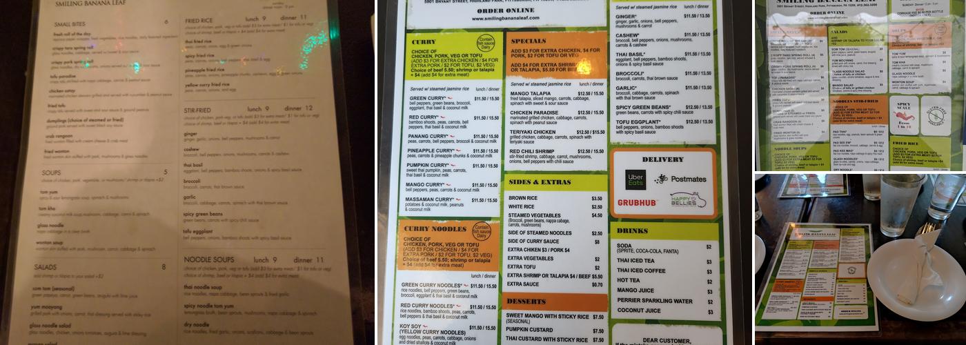 Smiling Banana Leaf Menu