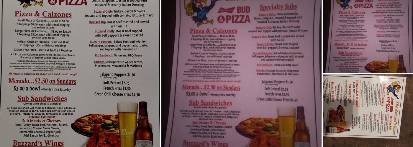The Buzzards Roost Menu