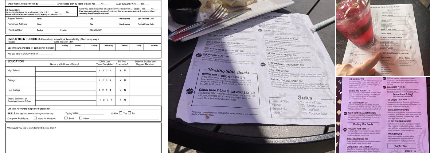 OTB at the North Park Boathouse Menu