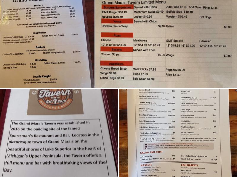 Grand Marais Tavern Menu