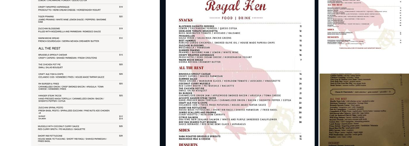 Royal Hen Menu