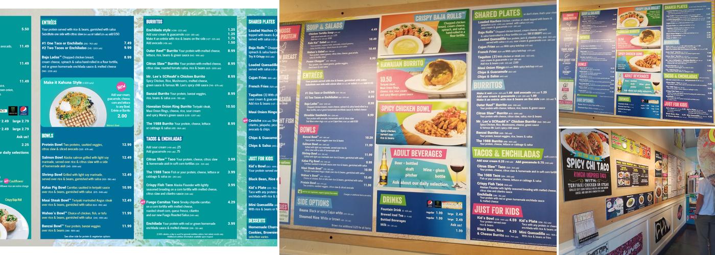 Wahoo's Fish Taco Menu