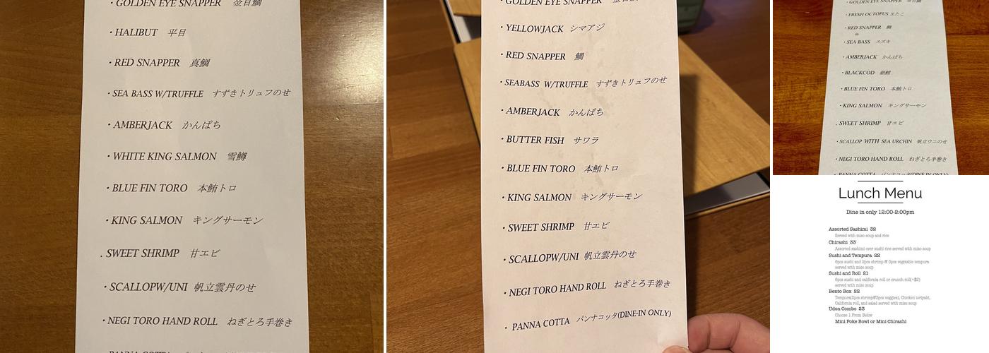 Yagi Japanese Restaurant Menu